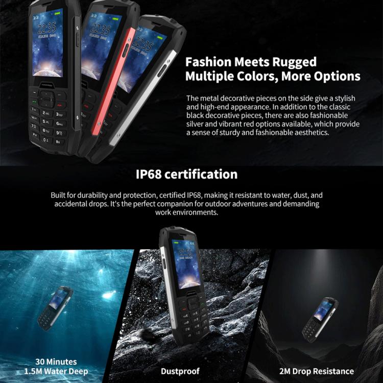 HAMTOD H3 Rugged Phone, 2.8 inch T107 ARM CortexTM A7 Quad-core 1.0GHz, Network: 4G, VoLTE, BT, SOS, EU Version HAMTOD H3 Rugged Phone, 2.8 inch T107 ARM CortexTM A7 Quad-core 1.0GHz, Network: 4G, VoLTE, BT, SOS, EU Version